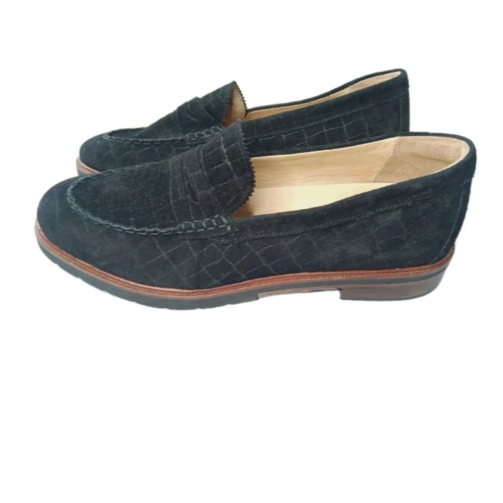 Samuel Hubbard Tailored Traveler Black Croc Suede Shoes Women Size 9.5 MSRP $264 - Picture 3 of 10